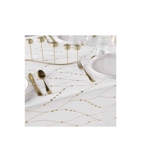 Nappe Antitache Imprimé Firmament 140x240cm Blanc & Or