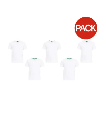 Lot De 5  T-shirts Manches Courtes Grande Taille En Coton Smartly Homme Blanc Duke
