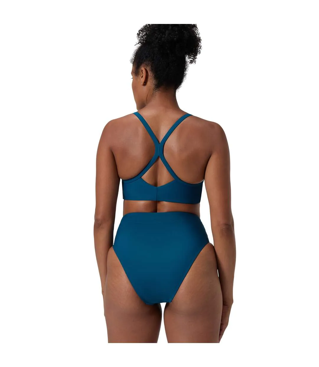 Womens/ladies Solid High Waist Bikini Bottoms Green Speedo-3