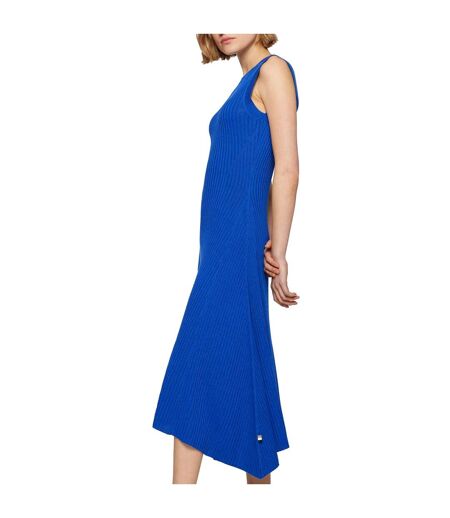 Womens/ladies Flenda Knitted Midi Dress Blue Boss