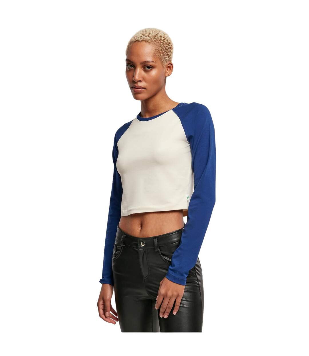 T-shirt Court Manches Longues Motif/style Rétro Femme Sable Blanc Bleu Urban Classics-3