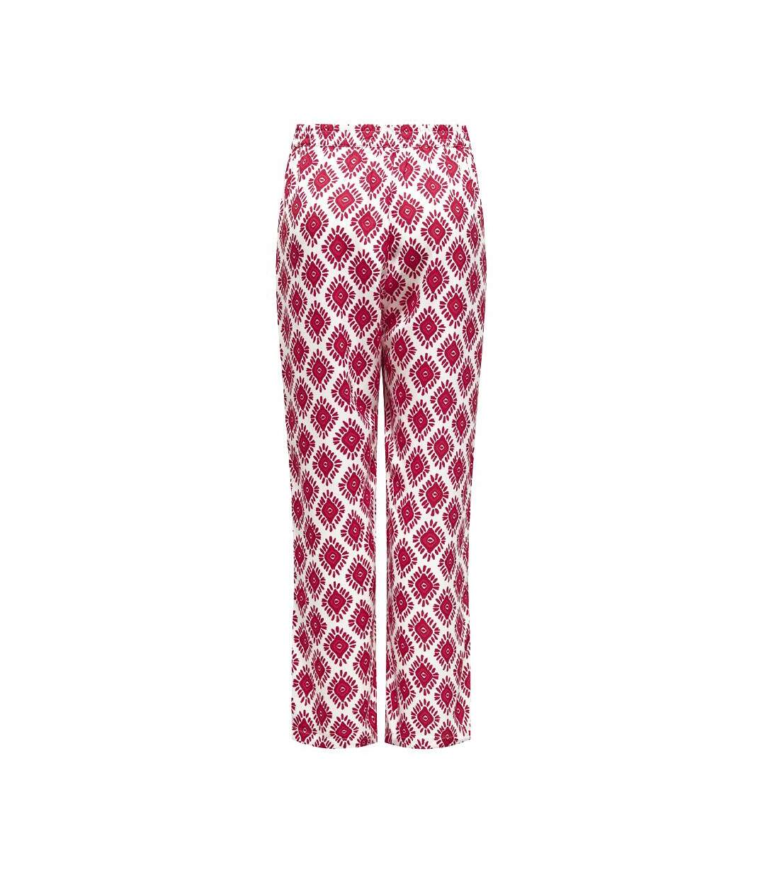 Pantalons fluide Blanc/Rose Femme Only Palazzo - L-2