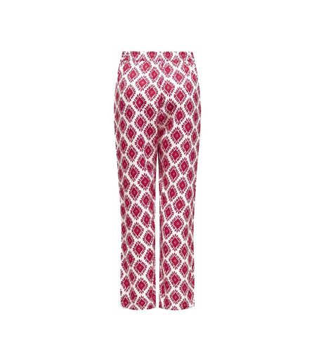 Pantalons fluide Blanc/Rose Femme Only Palazzo - L