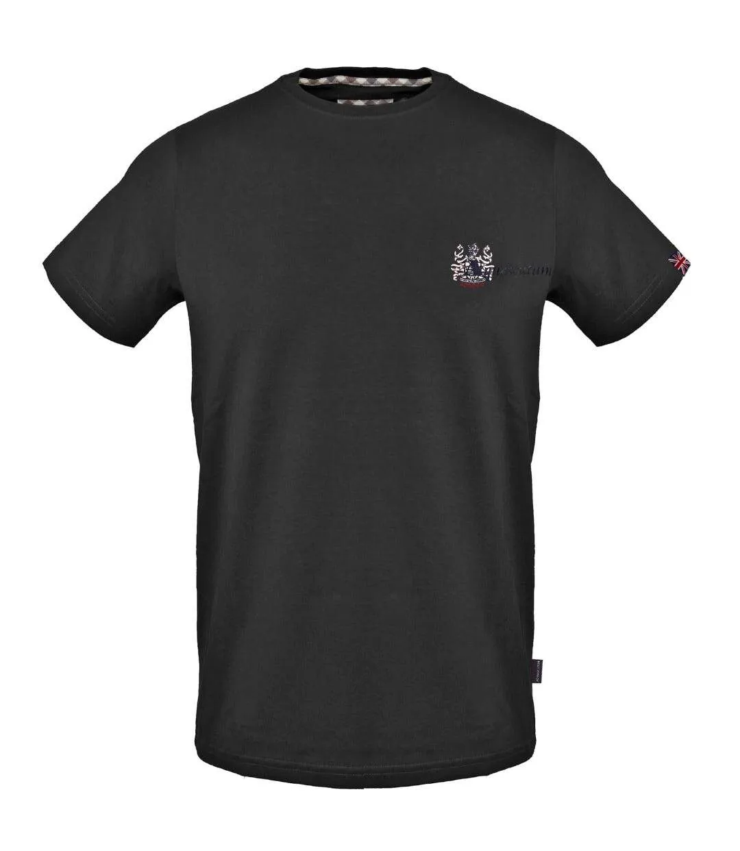 Mens Aldis Chest Logo T-shirt Black Aquascutum-1