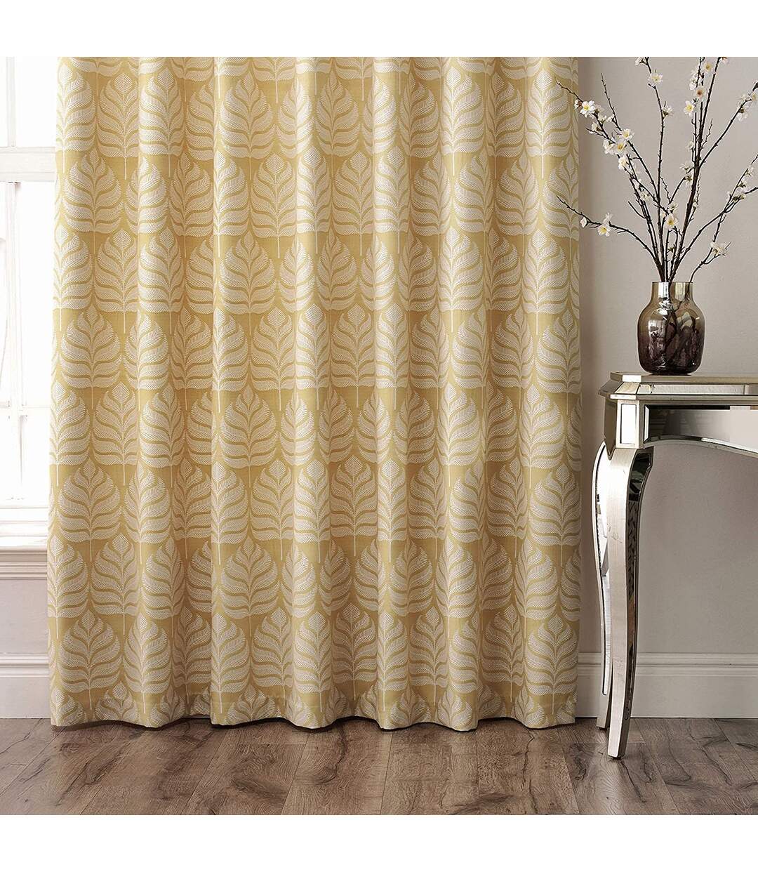 Horto eyelet curtains 90in x 72in ochre yellow Paoletti-2