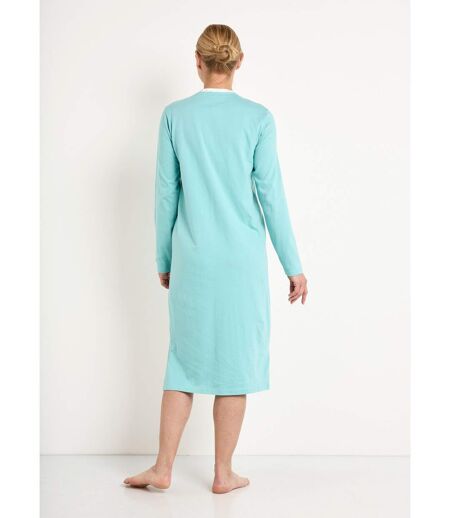 Chemise de nuit liquette mi-longue boutonnée coton