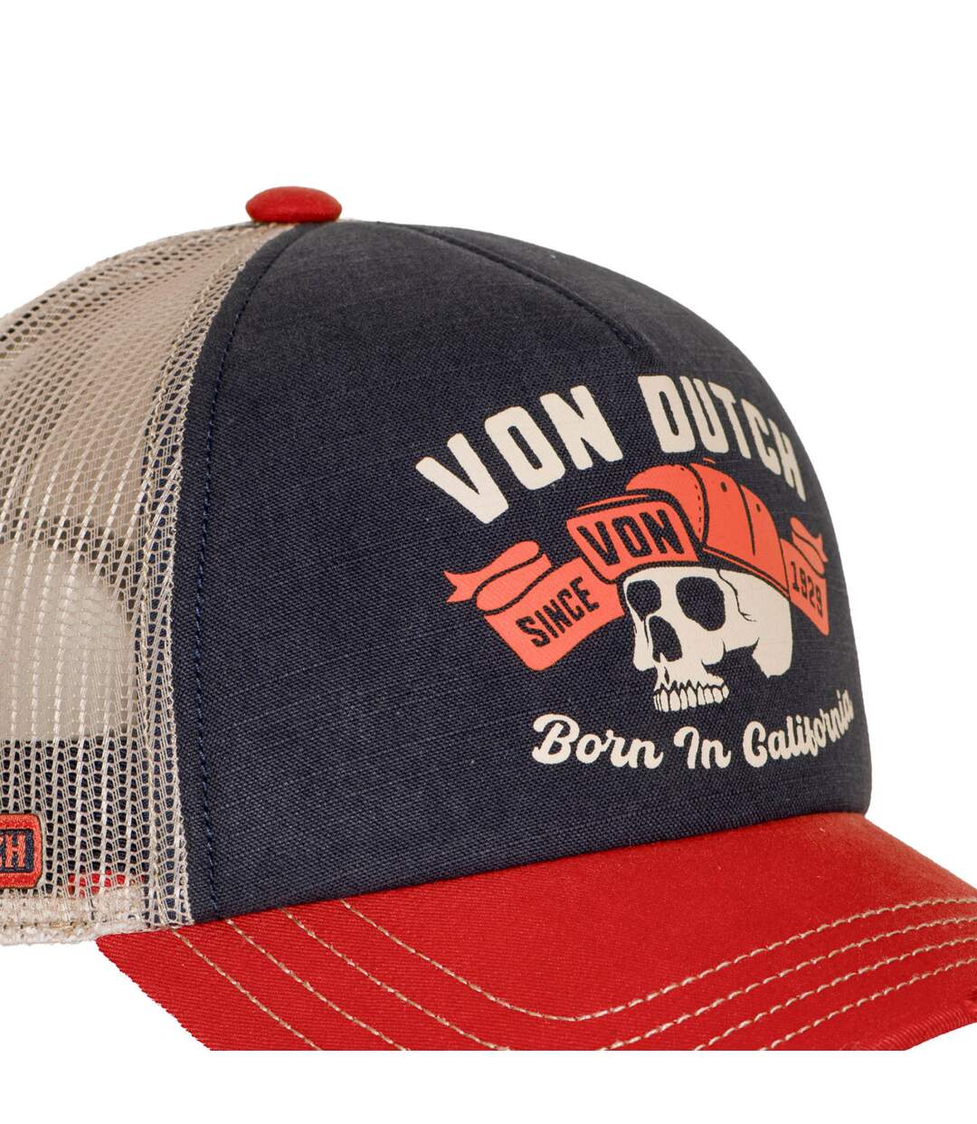 Casquette trucker filet effet usé avec print Crew Skull Vondutch-3