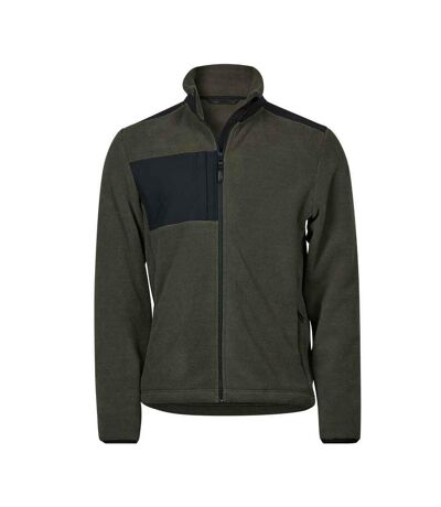 Mens Mountain Fleece Jacket Deep Green Black Tee Jays
