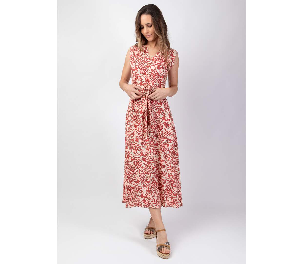 Robe longue féminine LEANA motif ethnique baroque Coton Du Monde-2