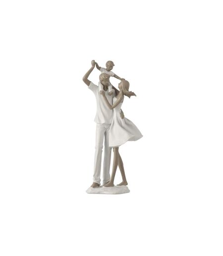 Statuette Déco Couple & Enfant 39cm Blanc