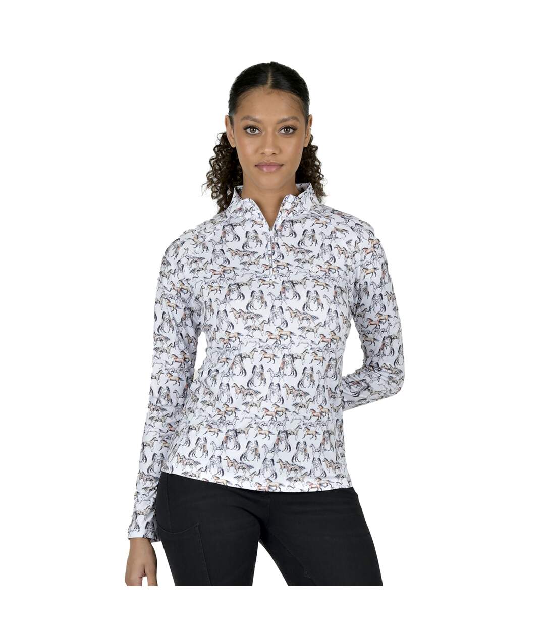 Womens/ladies kelsey horse long-sleeved top white Dublin