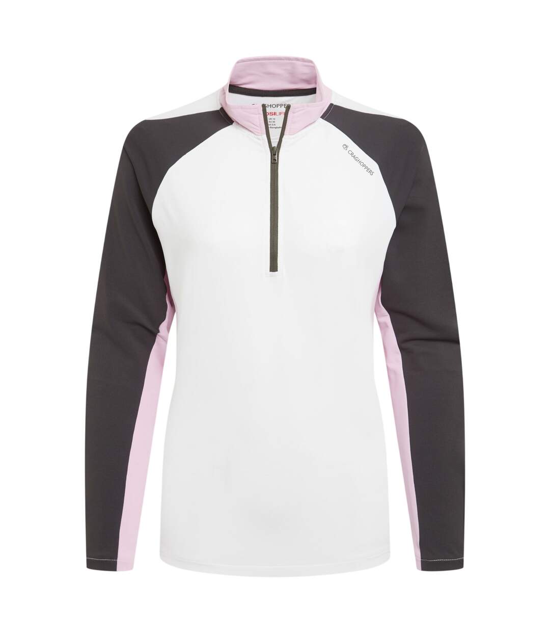 Womens/ladies Nosilife Half Zip Golf Top White Dark Iron Craghoppers-2