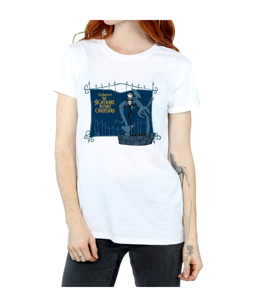 Disney Womens/Ladies Nightmare Before Christmas Jack And The Well Cotton Boyfriend T-Shirt (Blanc) - UTBI41565-3