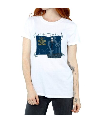 Disney Womens/Ladies Nightmare Before Christmas Jack And The Well Cotton Boyfriend T-Shirt (Blanc) - UTBI41565