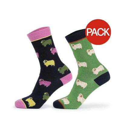 Chaussettes femme vert / noir / rose Aubrion