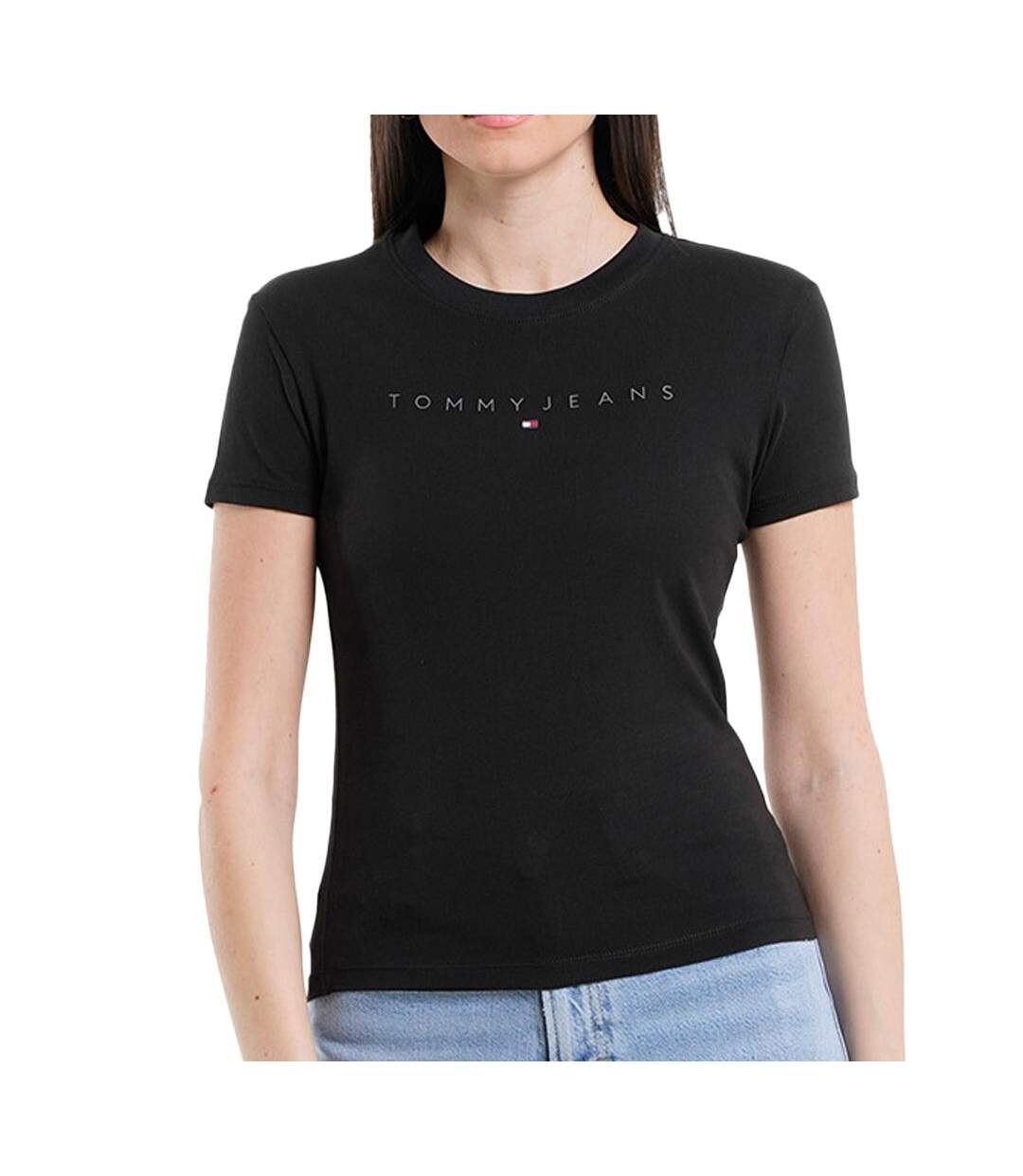 T-shirt noir femme tommy hilfiger tjw slim tonal linea-1