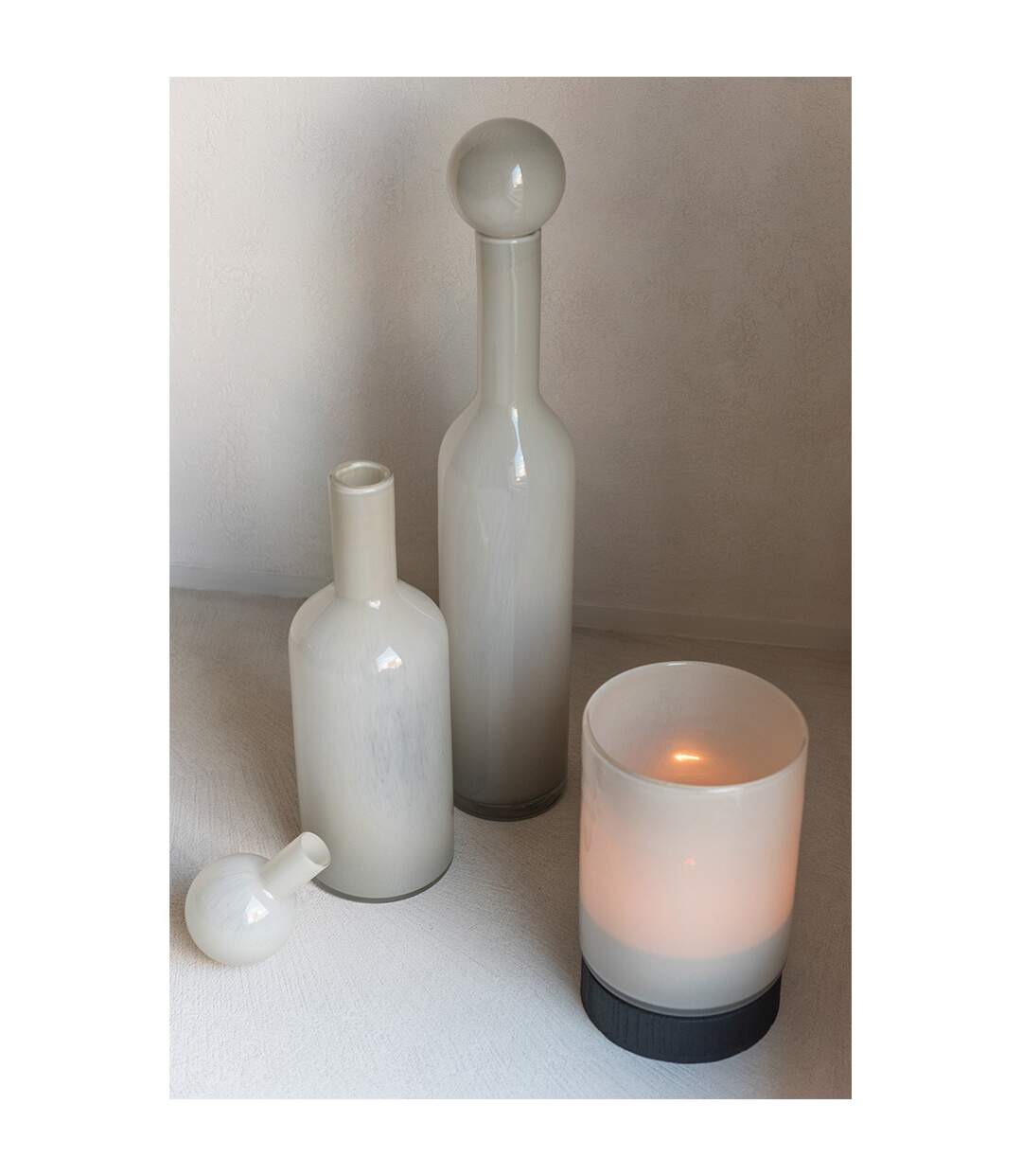 Vase Bouteille Bouchon en Verre Doyle 46cm Gris-5