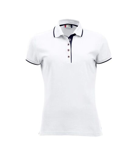 Clique Womens/Ladies Seattle Polo Shirt (White/Dark Navy)
