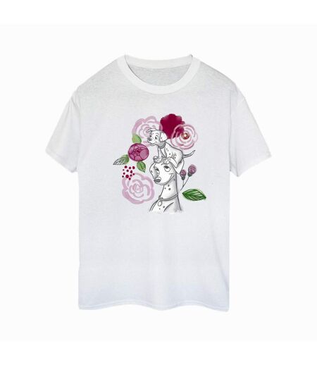 Disney Femme/Les femmes 101 Dalmatians Flowers Coton Boyfriend T-Shirt (Blanc) - UTBI26083