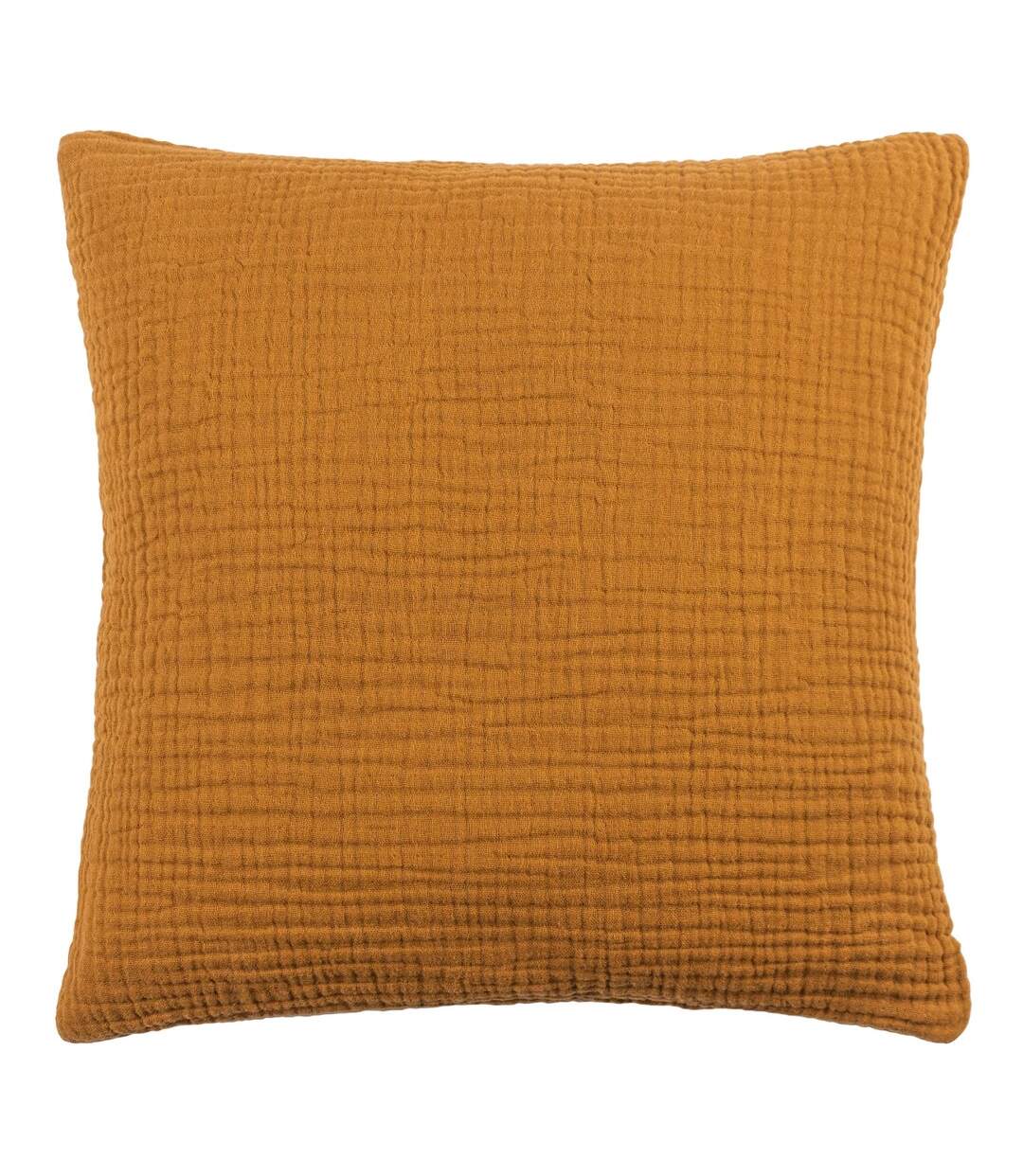 Lark cotton crinkled cushion cover 45cm x 45cm cumin Yard-1