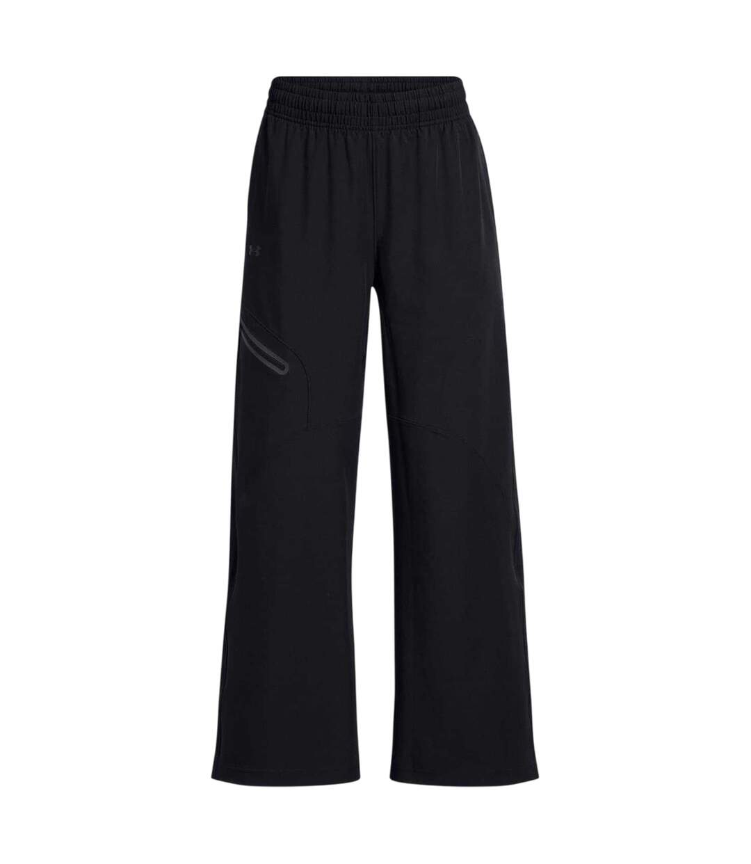 Womens/ladies Unstoppable Woven Zip Pocket Relaxed Fit Joggers Black Under Armour-1