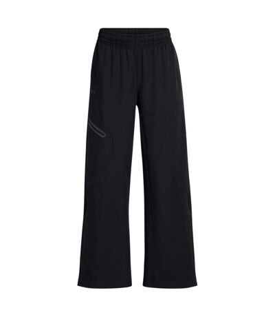 Womens/ladies Unstoppable Woven Zip Pocket Relaxed Fit Joggers Black Under Armour