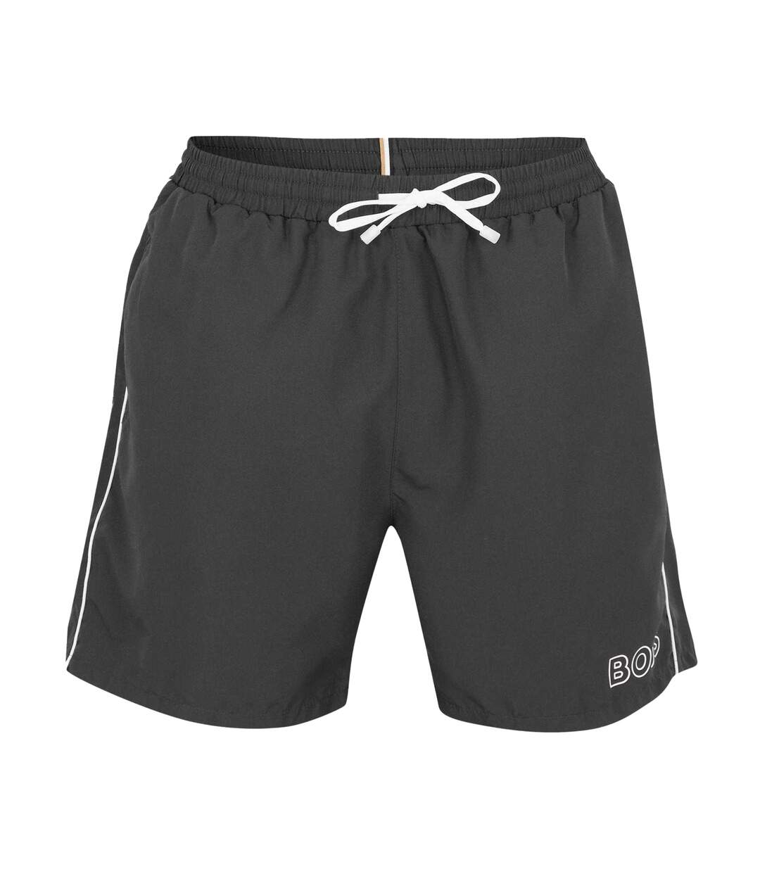 Mens Side Stripe Swim Shorts Black Boss-1