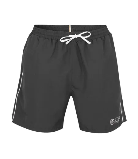 Mens Side Stripe Swim Shorts Black Boss