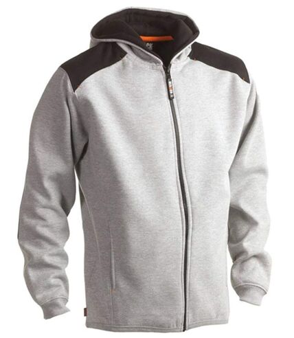 Veste sweat de travail zippée à capuche - Homme - HK351 - gris chiné