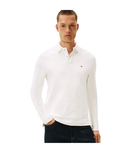 Mens Herringbone Regular Polo Shirt Ecru Tommy Hilfiger