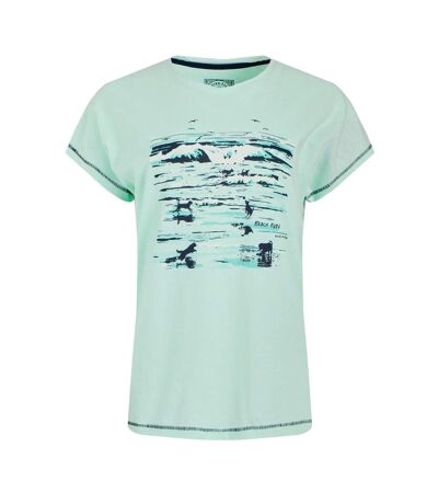 Womens/ladies beach run printed slub t-shirt seafoam Weird Fish