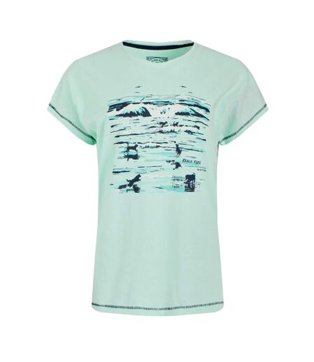 Womens/ladies beach run printed slub t-shirt seafoam Weird Fish
