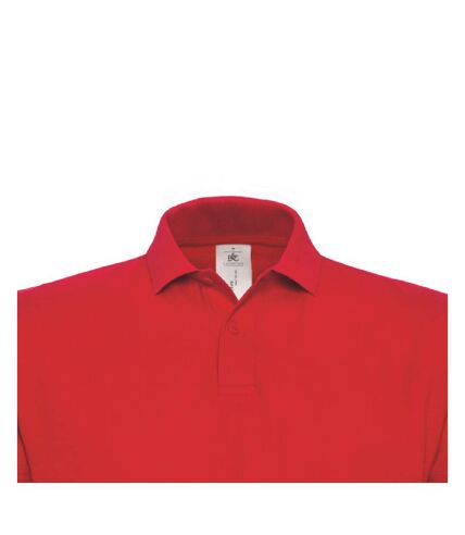 B&C ID.001 Unisex Adults Short Sleeve Polo Shirt (Red)