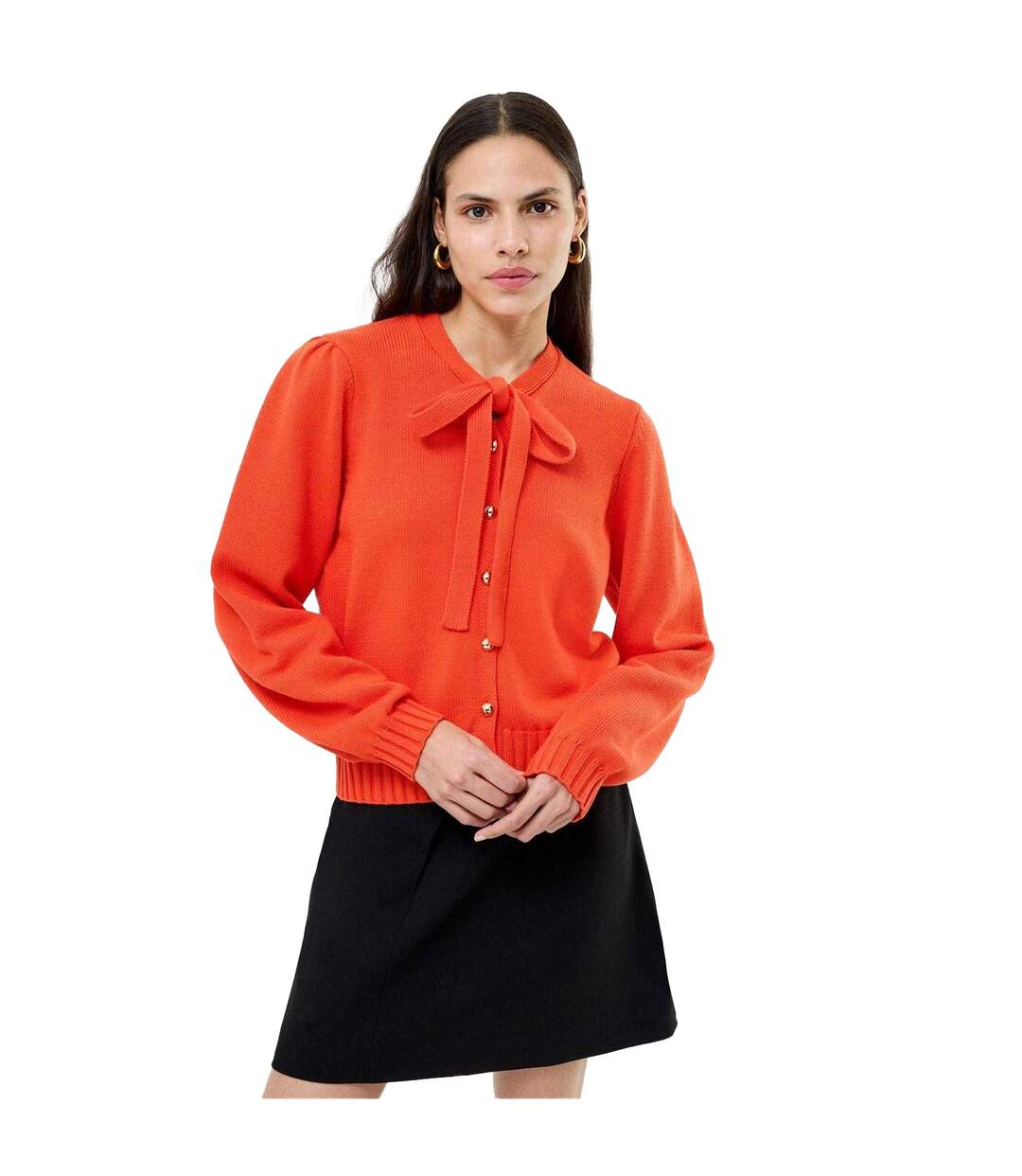 Womens/ladies Varli Puff Sleeve Cardigan Orange French Connection-2