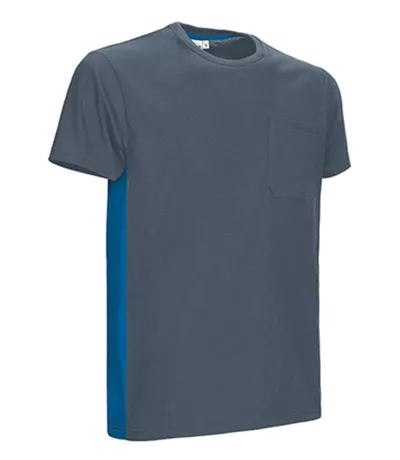 T-shirt bicolore - Unisexe - réf THUNDER - gris ciment et bleu roi