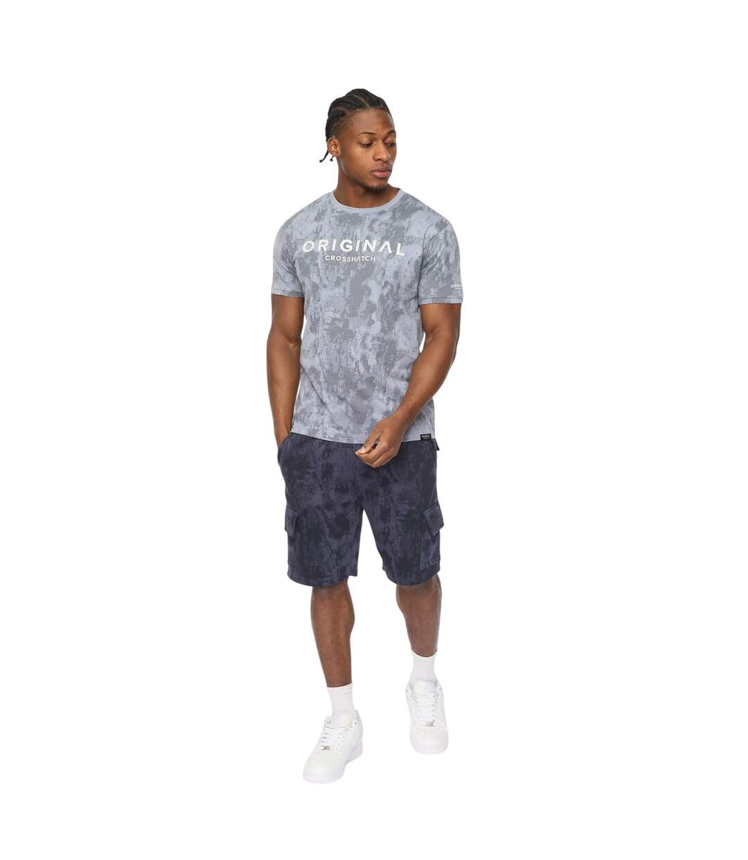 Short À Poches Motif/style Camouflage Bardon Homme Bleu Marine Camouflage Crosshatch-4