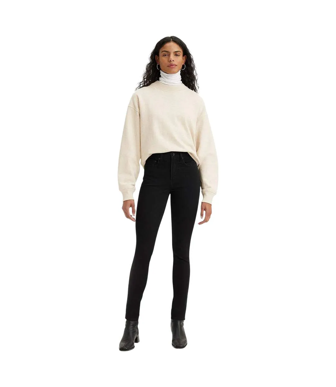 Womens/ladies 721 Denim Skinny Jeans Black Levis-1