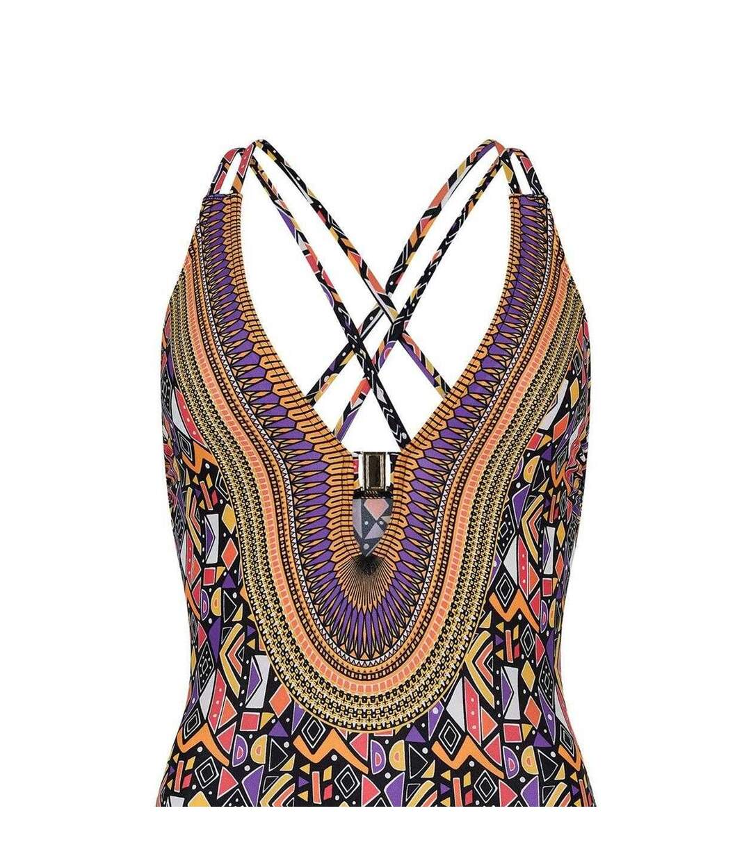 Womens/ladies Culture Jam Cross Back One Piece Swimsuit Multicoloured Print Zoggs-3
