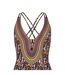 Womens/ladies Culture Jam Cross Back One Piece Swimsuit Multicoloured Print Zoggs-3