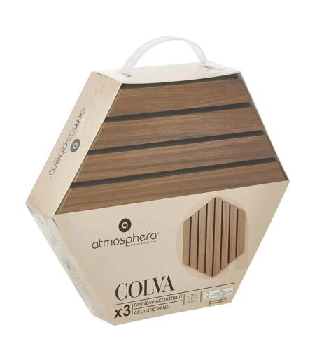 Lot de 3 Panneaux Déco Hexagonal Colva 30x26cm Marron
