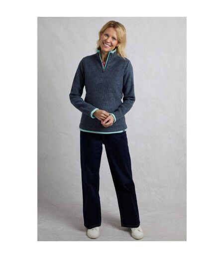Womens/ladies Beye Grid Eco Friendly Quarter Zip Fleece Top Rich Navy Weird Fish