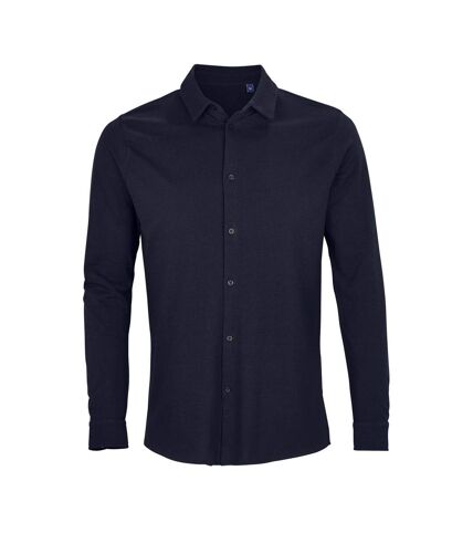 NEOBLU Mens Basile Piqué Natural Long-Sleeved Shirt (Night Blue) - UTPC6437