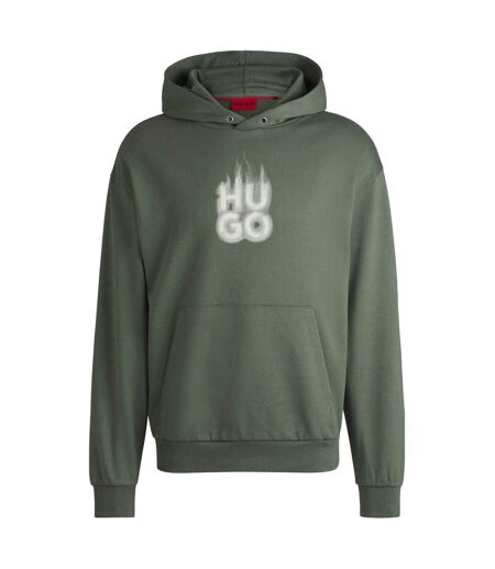 Mens Flame Logo Hoodie Green Hugo Boss