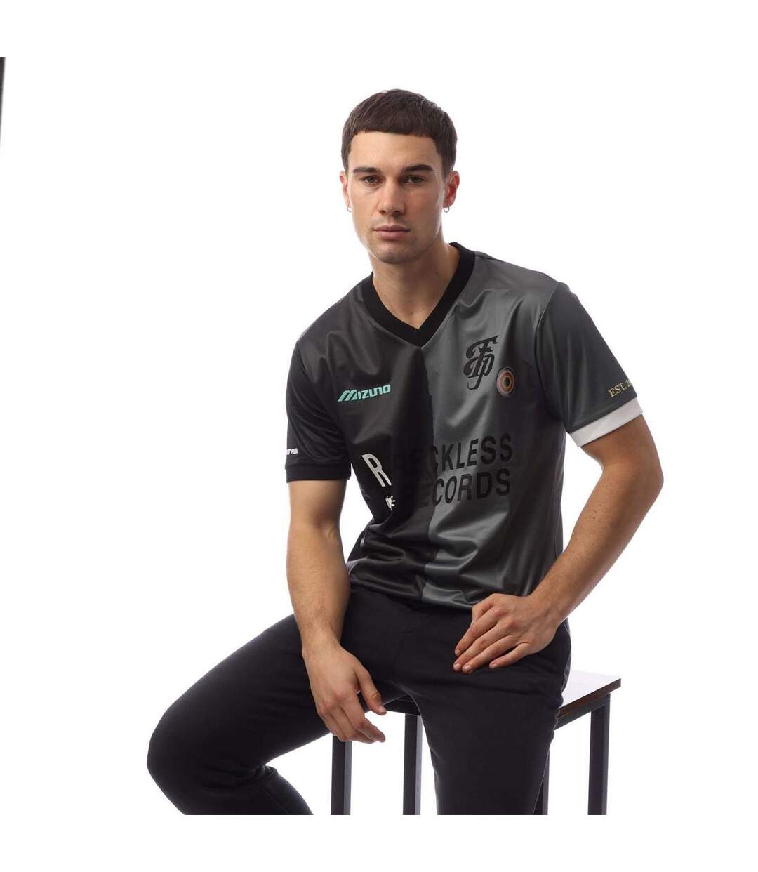 Mens Footpatrol Monogram Game Football Jersey Black Mizuno-1