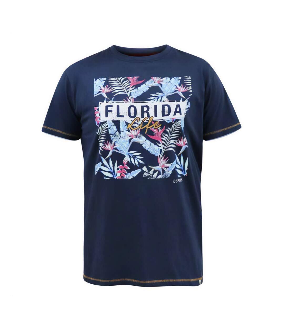 Mens D555 Prestwick Florida Floral Kingsize T-shirt Navy Duke-2