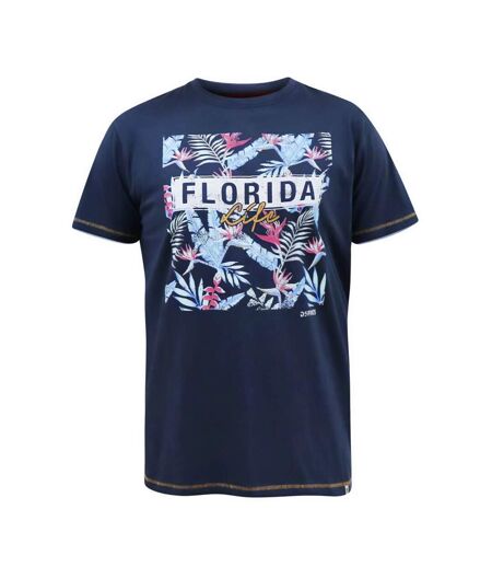 Mens D555 Prestwick Florida Floral Kingsize T-shirt Navy Duke