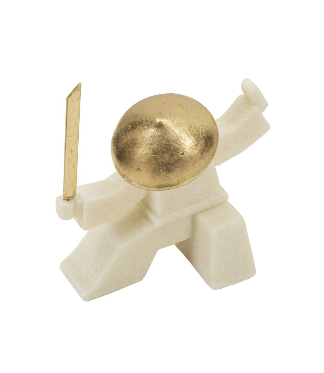 Statuette Déco Samouraï Oda 18cm Blanc & Or-3