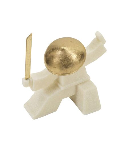 Statuette Déco Samouraï Oda 18cm Blanc & Or