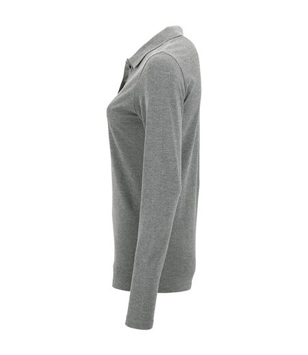 SOLS Womens/Ladies Perfect Long Sleeve Pique Polo Shirt (Grey Marl) - UTPC3999