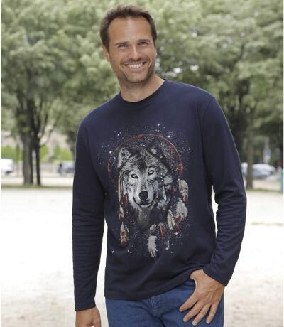 Longsleeve mit Wolfs-Motiv